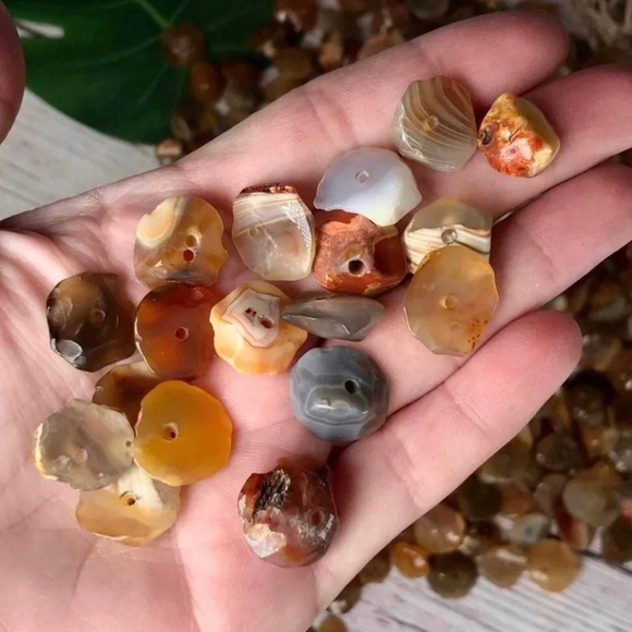 Large Vintage Rough Cut Polished Agate Gemstone Beads DIY Jewelry Making Bundle - Picture 9 of 14